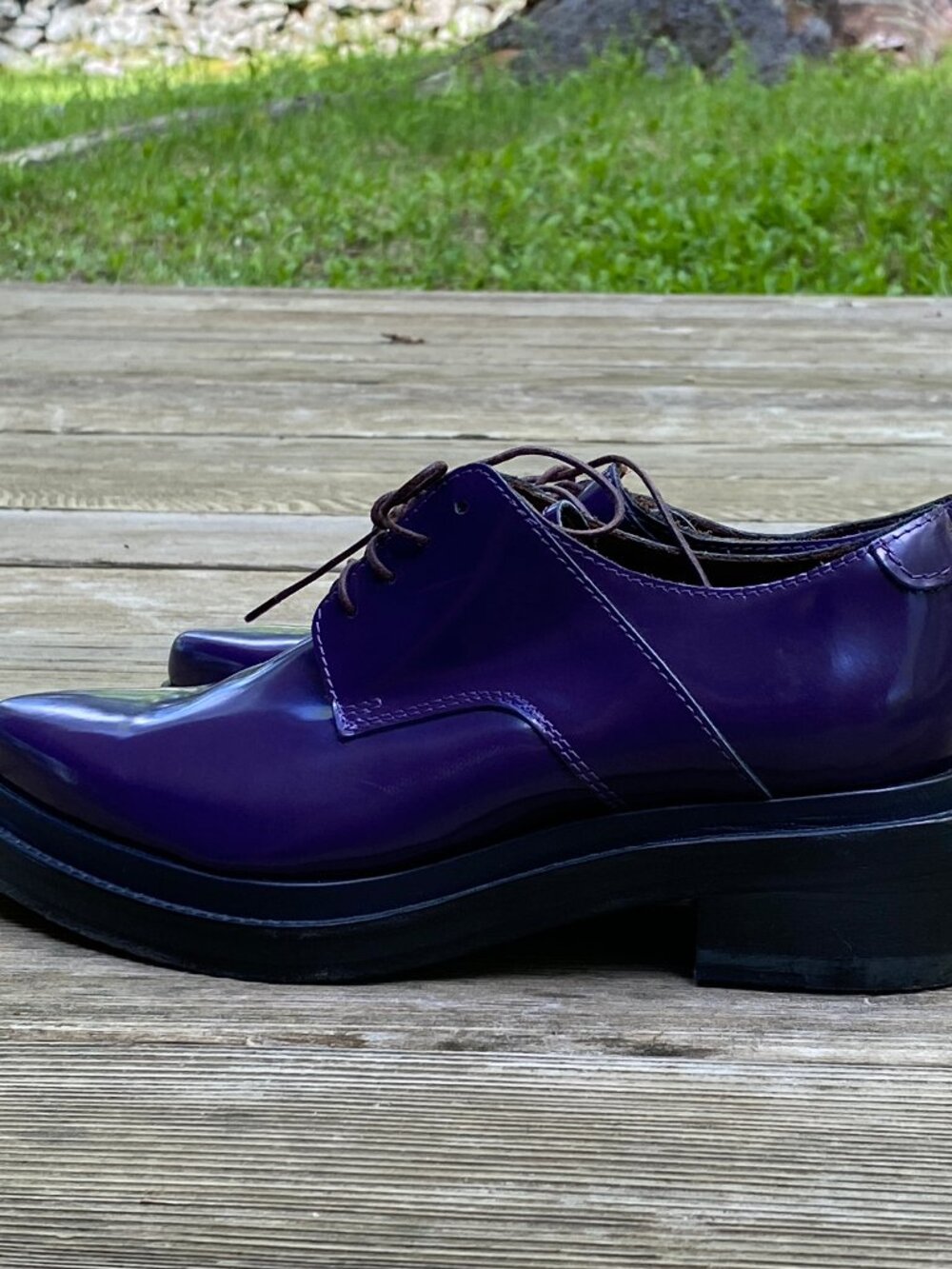 ACNE Studios Purple Leather Patent Lark Oxford Pointy Shoes -Size 38 Euro/8 USA - Picture 8 of 8